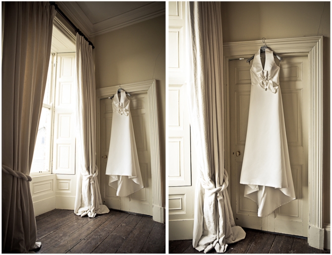wedding dress hanging
